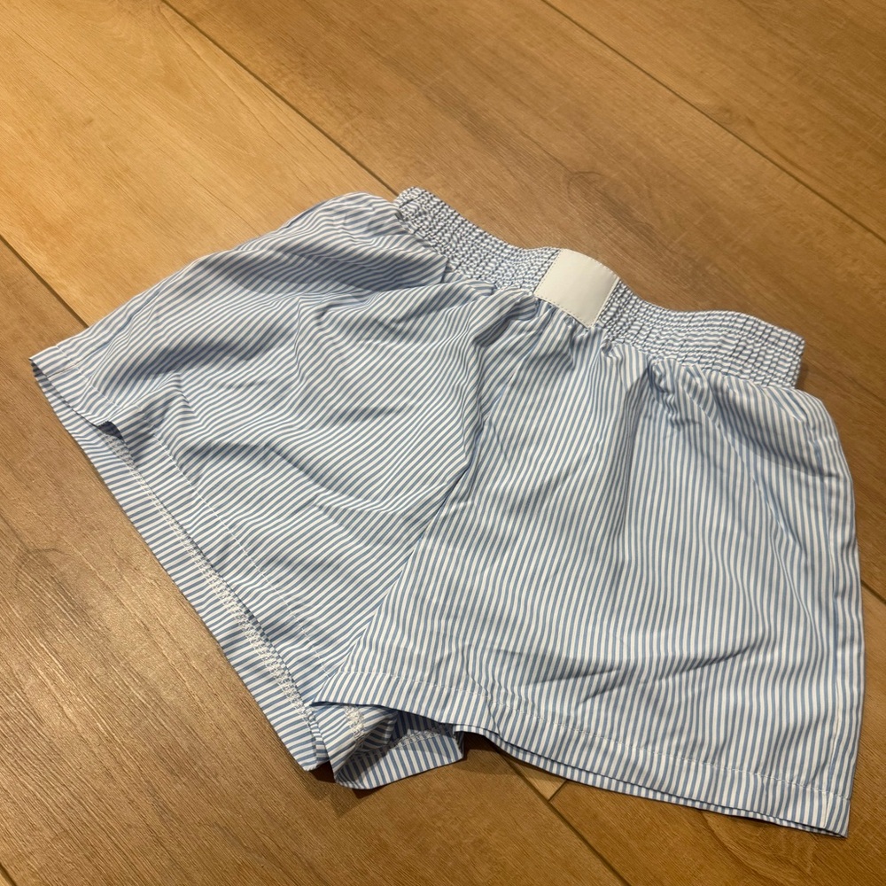 Blue and White Striped Shorts